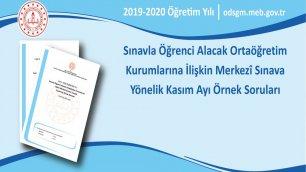 Sınavla Öğrenci Alacak Ortaöğretim Kurumlarına İlişkin Merkezî Sınava Yönelik Kasım Ayı Örnek Soruları Yayımlandı